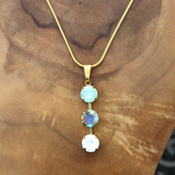 Peridot AB, Chrysolite + White Opal Crystal Drop Necklace - Picture 13 of 16